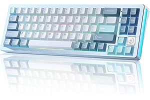 YUNZII AL71 68% tastiera meccanica, all-alluminio CNC, anello hot-swap, 2,4 GHz, tastiera wireless BT5.0/USB-C da gioco, NKRO RGB, per Win/Mac (blu, crystal white switch)