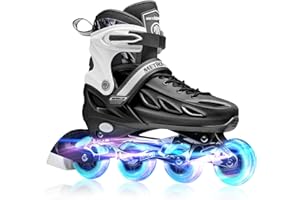 METROLLER Inline Skates for Girls and Boys, Women, Men 4 Sizes Adjustable Roller Blades with Light Up Wheels, Illuminating Beginner Rollerblades for Kids & Adult Youth