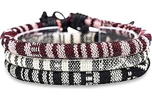 Made by Nami Surfer Fußband Damen & Herren - Boho Ethno Hippie Fußkettchen - Handmade Strand Festival Accessoires - 100% Wasserfest & Verstellbar - 100% Ökologische Baumwolle Schwarz Weiß Wein-Rot