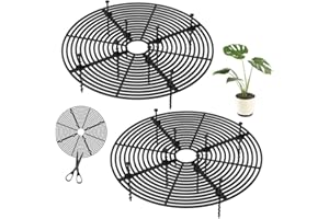 HMCEY 2 Piezas Protector Macetas de Plantas,Protector de Macetas para Gatos,Cubierta de Maceta Negro,Cubre Maceta Interior Redondo,Rejilla Anti Gatos para Macetaes,Rejilla de Protección de Plantas