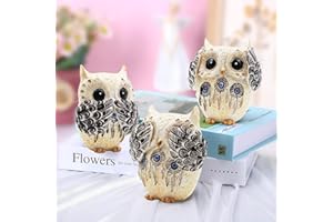 Irayin Búho Decoracion Figuras, Búho de la Suerte, Figuras Decorativas Modernas Salon, Decoracion Casa para Salón, Patio, Escritorio, Oficina - Blanco