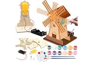 TACOBEAR Puzzle 3D Legno Mulino a Vento Modellismo da Costruire Bambini Costruzione di Circuiti Pittura Artigianale Fai da Te Kit Lavoretti Creativi per Bambini Giocattoli Educativi 6 7 8 9 10 11 12+ Anni
