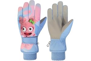 HNGEMSY Waterproof Kids Gloves Winter Cold Weather Fleece Lined Thermal Warm PU Palm Snow Ski Cycling Glove for Age1-13 Boys Girls Kid Boy Toddler Girl Children Skiing Snowboarding