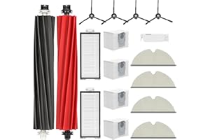 ISINLIVE 17 Stück Zubehör für Roborock Q5 Pro+ /Q5 Pro/ Q5 Max+/ Q8 Max+ /Q8 Max Staubsauger, 2 Hauptbürsten, 2 HEPA-Filter, 4 Tücher, 4 Staubbeutel, 4 Seitenbürsten-Ersatzteilset