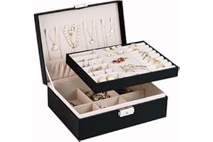 ADEL DREAM Portagioie da Donna Portagioie Rettangolare da Viaggio Piccolo Portagioie per Anelli Orecchini Collana nero