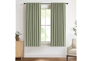 DEFYNEE Blackout Curtains for Bedroom, 50 x 72 Inch Curtains & Drapes, Thermal Insulated, Back Tab/Rod Pocket, Soft Textured Window Panels for Living Room, Kid’s Room, 2 Panels, Light Sage