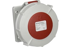 Mennekes 101100297 bases semi encastrement CEE, prises de courant cEE, 400 V, 50 – 60 Hz, 32 A, 5 pôles, IP 67, 10 Emballage, rouge