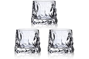 HolaJia Bicchieri whisky cristallo- Bicchieri amaro premium da 5OZ, bicchieri rum in vetro, 3 bicchieri da whisky per bourbon, scotch, cocktail, cognac, rum (Glacier Texture)