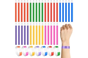 QOOSIKICC 140 Pezzi Braccialetti d'Ingresso, Braccialetti di Identificazione Impermeabili, Braccialetti Identificativi Colorati, Sicurezza Braccialettiin Carta per Eventi, Feste, Festival