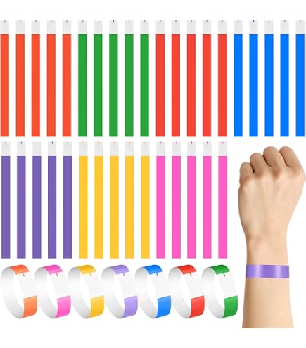 Bracelets Sourire événementiels - 120 Pièces étanches - 6 Couleurs - Pour Fête, Festival, Concert, Parc - Identification