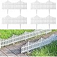 HASTHIP® Outdoor Garden Fence Border - Garden Edging Fence Decorative - PVC Plastic Garden Picket Fence Panel - White Decorative Fence for Garden - Decorative Fencing for Pathway, Yard, Lawn (4 Pcs)