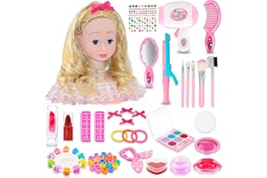 Beeoecm Frisierkopf Kinder Set, 58 Stück Puppenkopf zum Frisieren Kinder, Schminkkopf für Mädchen zum Schminken und Frisieren, Stylingkopf Hairdressing Geschenk für Mädchen