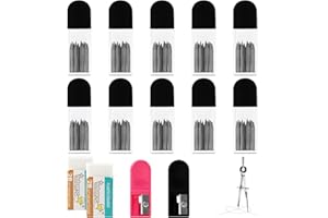 ‎LVJKES Lvjkes 100 Stück Zirkelminen Kit, 2B Zirkel Ersatzminen(2 mm Durchmesser) 2 cm Lang, Mit Radiergummim und Zirkelspitzer für Mathematische Zeichnungen, Holzbearbeitungsmarker, Kreatives Design, Style-1