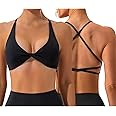 Vertvie Women's Backless Sports Bra Gym Yoga Cross Back Strappy Sports Bra Padded Open Back Low Impact Fitness Workout Crop Tank Tops