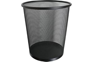 Ram® Cirkulär nätpapperskorg för badrum, kök, kontor, sovrum, student, svart, 20 l