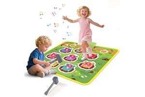 SHAYSON Whack a Mole Game, Interactive Constructive Smack Moles Game Playmat with Sound for 2 3 4 5 6 Years Old Kids, Boys Girls Interactive Toys with 2 Hammers, Educational Game for Toddlers (Green)