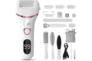 Accwork Pedicura Eléctrica, 19 en 1 Lima Electrica Pies Durezas con 3 Rodillos de Repuesto, 1200mAh Pedicura Profesional Recargable, Set de Manicura y Pedicura Herramientas para Pies, Callos