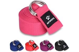AQF Yoga Strap 1.8M, 2.4M, 3M Soft Cotton Leg Stretcher with D-Ring Buckle Adjustable Fitness Belt for Leg Stretching & Body Stretch Band
