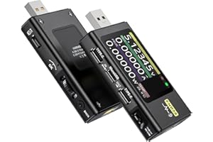 KISABAER Probador USB, Probador USB FNB58 Voltímetro Digital Amperímetro TYPE-C Detección de carga rápida Medición de capacidad del instrumento voltímetro disparador digital LCD monitor de voltaje (negro)
