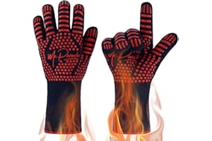 Mr. Panache Guanti Barbecue, Guanti da Forno Resistenza al Calore Fino a 800°C, Guanti in Silicone Antiscivolo per Grigliare, Cucinare, Accessori per Barbecue, Caminetto
