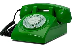 Opis 60s Cable: Das Retro-Telefon mit Wählscheibe, das nostalgische Wählscheibentelefon und Vintage Telefon mit Schnur für Klassische Anrufe in Grün