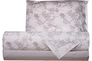 Smart Deco Home Completo letto lenzuola federe letto stampa fantasia 100% Cotone Made in Italy UNA PIAZZA E MEZZA GIGLI GRIGIO