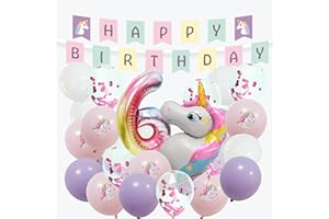 envami® Decorazioni Compleanno 1 anni Bambina Unicorno - Kit Compleanno Unicorno 6 anni - Festoni Compleanno Bambina - 6anni Festa Unicorno - Palloncini 6 anni Compleanno - Addobbi Compleanno
