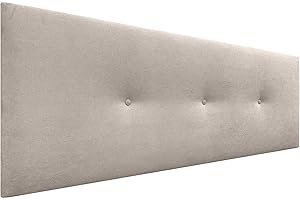 DHOME Cabecero de Polipiel o Tela Acualine Liso con Botones Tapizado de Alta Gama Cabezal Lujo Cama Dormitorio Moderno Acolchado (Tela Beige, 150x50cm (Camas 150/160))