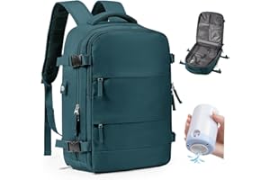 bergsalz Grande Zaino Ryanair Easyjet 45x36x20 Sottovuoto Viaggio Con Pompa, Zaino Da Viaggio Aereo Bagaglio a Mano Con Sottovuoto Incorporato Donna Uomo Blu Pavone