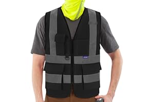 AYKRM 21 couleur Gilet di Sicurezza Antinfortunistici Alta Visibilità con tasche Giacca da lavoro riflettente ad alta visibilità Gilet riflettente con cerniera