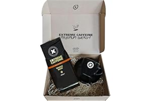 ‎BLACK INSOMNIA COFFEE Black Insomnia Kaffee-Geschenk I Geschenkbox mit ganzen Bohnen, Cappuccino-Tasse und Untertasse I 100% natürlich I säurearme, dunkle Röstung, 453g