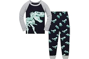LANGUBABY Pigiama Ragazzo Dinosauro Lungo Cotone Pyjama Sets Pigiami Due Pezzi Bambini e Ragazzi 1-12 Anni