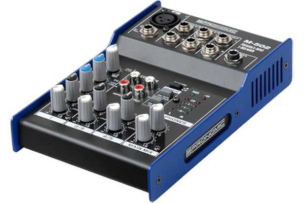 Table de Mixage Live/Studio Pronomic M-502 (1 canal mono XLR/jack, 2 canaux stéréo, EQ 3 bandes, alimentation fantôme 48V)