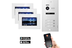 Balter EVO Video Türsprechanlage ✓ Touchscreen 7 Zoll Monitor ✓ Türstation für 3 Familienhaus Türklingel ✓ Smartphone App ✓ 2-Draht Bus ✓ 150° Weitwinkel-Kamera