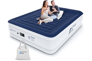 Active Era Colchon Hinchable Matrimonio Premium 203 x 152 x 36.5 cm, colchón autohinchable con Bomba eléctrica incorporada y Almohada integrada - Cama Hinchable Invitados en 3 Minutos