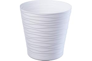 KADAX Pot de Fleurs en Plastique avec Soucoupe Incorporée, Pot de Plantes avec Conception Raffinée pour la Décoration d'Intérieur (21 cm, Blanc)