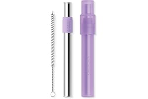 Zoku Kieszonkowa słomka "Jumbo" | Trwałość A+ | Pasuje do kompaktowej torby i rozszerza się do 21,5 cm do herbaty bąbelkowej lub boba, koktajli i koktajli | ekologiczna (fioletowa)