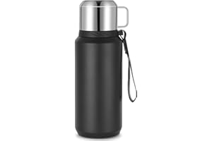 JOKISA Bottle Thermos 800ml - Se Mantiene Caliente o Frío 24 Horas - Antifugas Inoxidable Botella Termica de Acero para Bebidas Calientes y Frías Sin BPA (Negro)