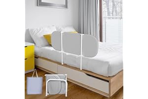 Eulenke Barrera de cama de 120 cm con protección contra caídas, plegable, altura ajustable, barrera de protección para cama infantil, portátil, para viajes, montaje fácil, gris