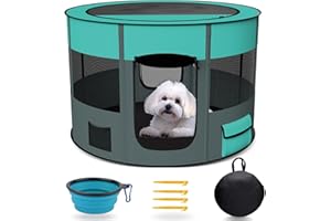 LAKWAR Parc Chiot Portable Animaux Parc pour Chiot Enclos Chien Parc pour Chiot Chien Chat Lapin, Idéal pour Les Voyages en Intérieu 36" r ou en Extérieur avec étui de Transport Gratuit