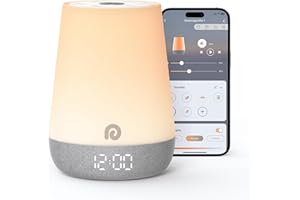 Dreamegg Nite 1 Maquina Ruido Blanco Bebe Reloj Formador de Hábitos de Sueño, App Control Sonido Blanco Bebe con 34 Sonidos Calmantes, Despertador Luz Natural, Reloj para Niños Musica Relajante