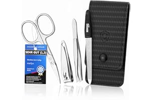 MARQUS Set Manicure da Uomo e Donna, Kit da 4 Pezzi con Lima di Solingen per la cura delle Unghie, Include Forbici e strumenti di alta qualità, ideale per viaggi o uso quotidiano - Elegante e compatto