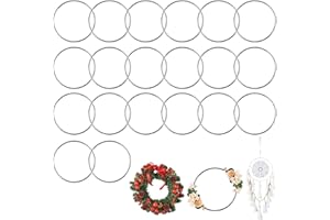 VEGCOO 20 Pezzi Cerchi per Acchiappasogni, 7,5 cm Anelli in Metallo Cerchio Metallici Oro, Cerchi in Ferro Macramè per Acchiappasogni Fai da Te Artigianato e Creazioni (Argento)