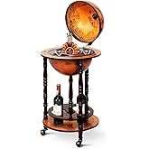 COSTWAY Globus Bar Barwagen Globusbar Hausbar Minibar Weinregal mit Rollen (Braun)