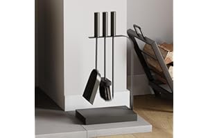Fire Vida 4 Piece Aston Fire Companion Set, Black Fireside Fireplace