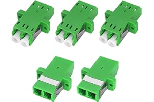 XMSJSIY Lot de 5 coupleurs LC vers APC - Adaptateur fibre optique femelle vers femelle - Convertisseur de fibre optique duplex avec ailettes de montage de panneau pour connecteur Internet