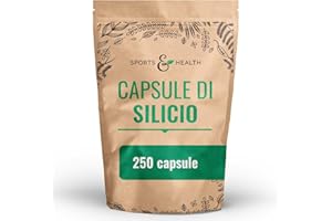 CDF SPORTS & HEALTH SOLUTIONS Capsule Alto Dosaggio Silicio - 250 Capsule Silicio organico, Silicio Estratto da Germogli Bambù Alta Qualità, Silicio integratore ad Alto Dosaggio, 500 mg per Dose Giornaliera