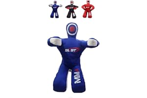 BLIST MMA Dummy Judo Grappling Dummy Punching Bag Brazilian BJJ JIU Jitsu Sitting Position Dummy Wrestling Martial Arts Boxing Karate Training Dummy (UNFILLED) (Blue Canvas, 47" (Inches) Kids)