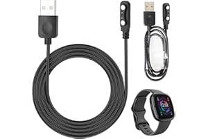 BaiWeiDun Smart Watch Ladekabel, Universal Magnetisch SmartWatch Zubehör Ladekabel 2 Polig Kabel, Ladegerät Kontakt Pitch Abstand 4 mm (Schwarz)