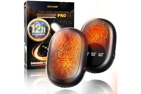 REKION® Super Pack De 2 Calentador De Manos MAGNÉTICOS | 12h De Autonomía & Ultra RÁPIDO En 3s | 3 Temperaturas Ajustables | Calentador Manos Recargable De Bolsillo | Regalo | Nº1 Más Vendido